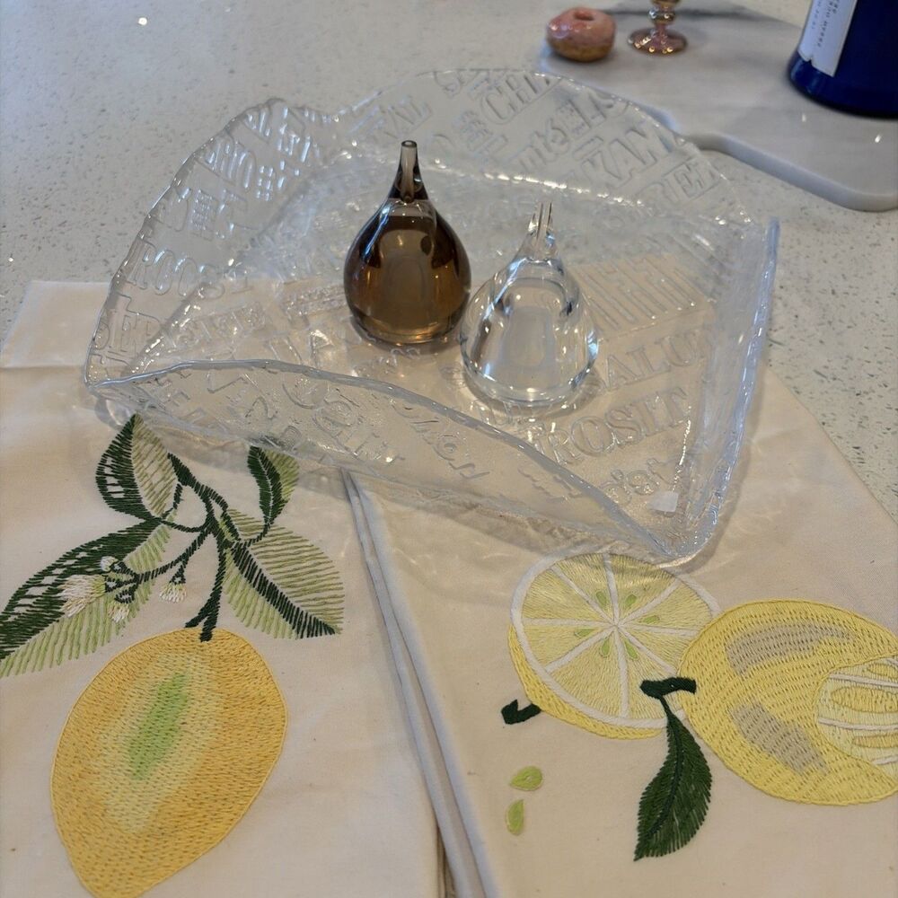 Vintage MCM Guzzini Teardrop Aqua Acrylic Salt & Pepper Shaker Set